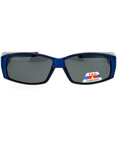 Rectangular Unisex Polarized Rectangular 55mm Over the Glasses Fit Over Sunglasses - Blue - C712N1ZGT8L $22.49