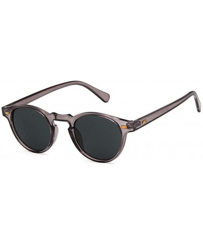 Oval Unisex Sunglasses Retro Bright Black Grey Drive Holiday Oval Non-Polarized UV400 - Transparent Grey - CV18RLW2SLT $18.75
