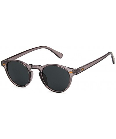 Oval Unisex Sunglasses Retro Bright Black Grey Drive Holiday Oval Non-Polarized UV400 - Transparent Grey - CV18RLW2SLT $11.20