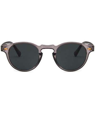 Oval Unisex Sunglasses Retro Bright Black Grey Drive Holiday Oval Non-Polarized UV400 - Transparent Grey - CV18RLW2SLT $11.20