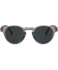 Oval Unisex Sunglasses Retro Bright Black Grey Drive Holiday Oval Non-Polarized UV400 - Transparent Grey - CV18RLW2SLT $11.20