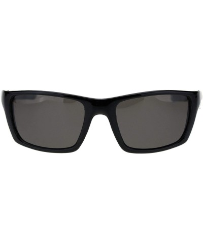 Rectangular Mens Polarized Lens Sunglasses Rectangular Frame Wrap Around Black - Shiny Black - CX18W5OXYA8 $13.75