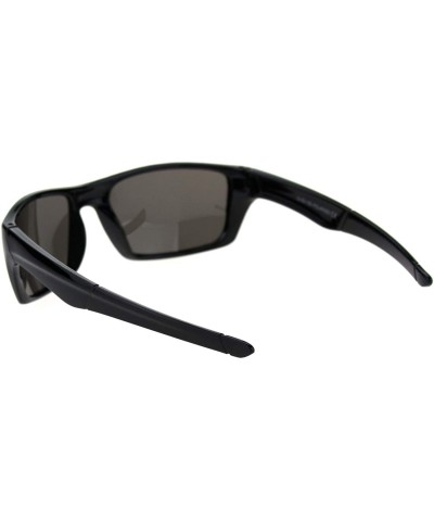 Rectangular Mens Polarized Lens Sunglasses Rectangular Frame Wrap Around Black - Shiny Black - CX18W5OXYA8 $13.75