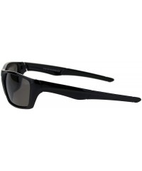 Rectangular Mens Polarized Lens Sunglasses Rectangular Frame Wrap Around Black - Shiny Black - CX18W5OXYA8 $13.75