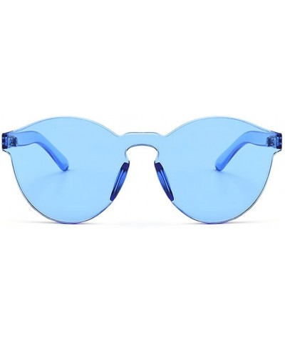 Aviator Oversized One Piece Rimless Tinted Sunglasses Clear Colored Lenses - Blue - CP186M7CRRC $18.13