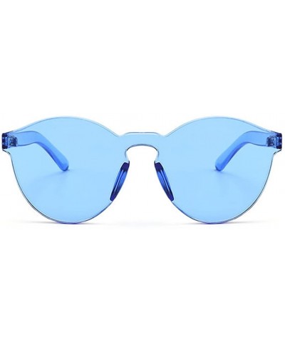 Aviator Oversized One Piece Rimless Tinted Sunglasses Clear Colored Lenses - Blue - CP186M7CRRC $11.52