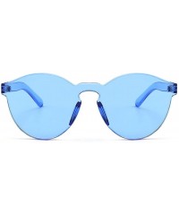 Aviator Oversized One Piece Rimless Tinted Sunglasses Clear Colored Lenses - Blue - CP186M7CRRC $11.52
