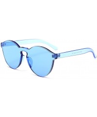 Aviator Oversized One Piece Rimless Tinted Sunglasses Clear Colored Lenses - Blue - CP186M7CRRC $11.52