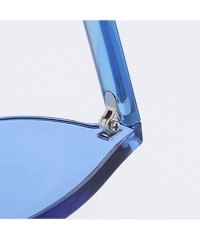 Aviator Oversized One Piece Rimless Tinted Sunglasses Clear Colored Lenses - Blue - CP186M7CRRC $11.52