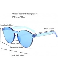 Aviator Oversized One Piece Rimless Tinted Sunglasses Clear Colored Lenses - Blue - CP186M7CRRC $11.52