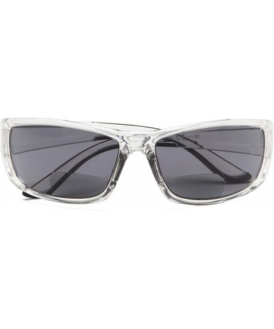 Rectangular Sports Bifocal Sunglasses TR90 Frame Reading Sunglasses - Clear-grey-lens - CT18NI8SI8M $17.91