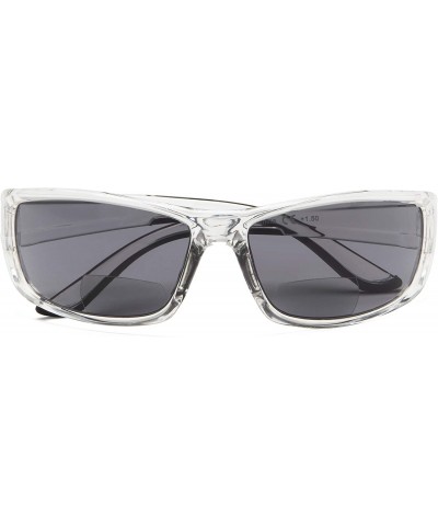 Rectangular Sports Bifocal Sunglasses TR90 Frame Reading Sunglasses - Clear-grey-lens - CT18NI8SI8M $10.37