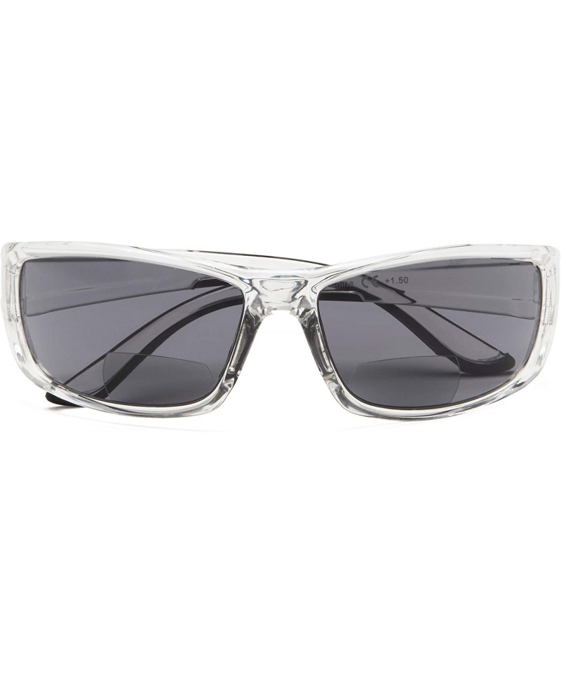 Rectangular Sports Bifocal Sunglasses TR90 Frame Reading Sunglasses - Clear-grey-lens - CT18NI8SI8M $10.37