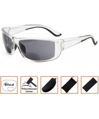 Rectangular Sports Bifocal Sunglasses TR90 Frame Reading Sunglasses - Clear-grey-lens - CT18NI8SI8M $10.37