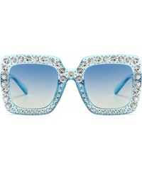 Sport Oversized Sunglasses for Women Square Thick Frame Bling Bling Rhinestone Novelty Shades - CY18EA29EKC $22.55
