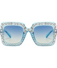 Sport Oversized Sunglasses for Women Square Thick Frame Bling Bling Rhinestone Novelty Shades - CY18EA29EKC $22.55
