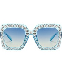 Sport Oversized Sunglasses for Women Square Thick Frame Bling Bling Rhinestone Novelty Shades - CY18EA29EKC $9.14