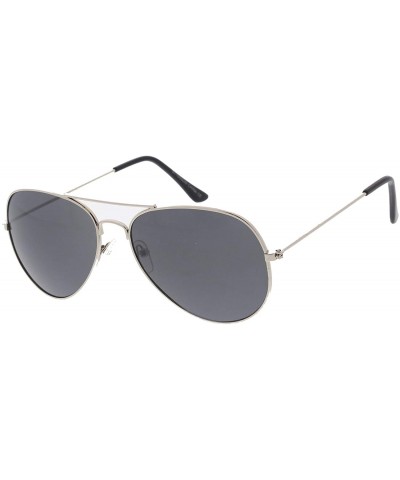 Aviator Original Basic Casual Fashion Metal Aviator Sunglasses - 56mm Lens (Silver) - CK11L40DCWF $10.58