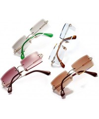 Rimless Rectangle Sunglasses Women Rimless Square Sun Glasses for Women Summer UV400 - Gold With Brown - CL18YSCR7TI $10.89