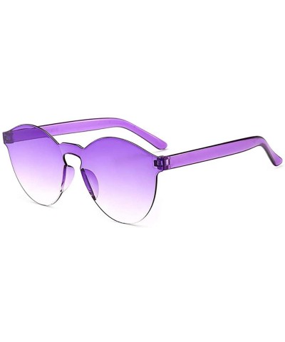 Round Unisex Fashion Candy Colors Round Sunglasses Outdoor UV Protection Sunglasses - Purple - CO190RE5H8X $31.21
