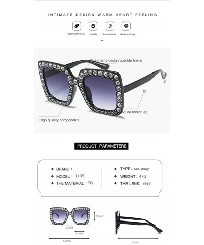 Sport Oversized Sunglasses for Women Square Thick Frame Bling Bling Rhinestone Novelty Shades - CY18EA29EKC $9.14