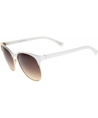 Wayfarer Women's Fashion Two Toned Tinted Lens Half-Frame Round Sunglasses 55mm - White-gold / Amber - C112JP6GGN1 $11.50