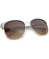 Wayfarer Women's Fashion Two Toned Tinted Lens Half-Frame Round Sunglasses 55mm - White-gold / Amber - C112JP6GGN1 $11.50