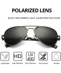 Oversized Polarized Aviator Sunglasses Metal Frame Mirrored UV400 Lens - Gunmetal/Grey - CJ18Q5G44XH $15.63