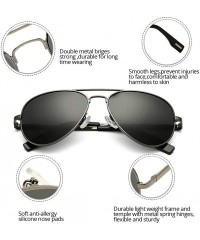 Oversized Polarized Aviator Sunglasses Metal Frame Mirrored UV400 Lens - Gunmetal/Grey - CJ18Q5G44XH $15.63