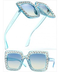 Sport Oversized Sunglasses for Women Square Thick Frame Bling Bling Rhinestone Novelty Shades - CY18EA29EKC $22.55