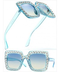 Sport Oversized Sunglasses for Women Square Thick Frame Bling Bling Rhinestone Novelty Shades - CY18EA29EKC $9.14