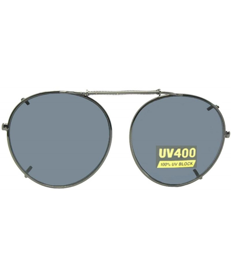 Round Semi Round Non Polarized Clip on Sunglass - Pewter-non Polarized Gray Lens - CL189Y67X64 $14.94