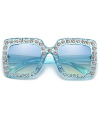 Sport Oversized Sunglasses for Women Square Thick Frame Bling Bling Rhinestone Novelty Shades - CY18EA29EKC $22.55