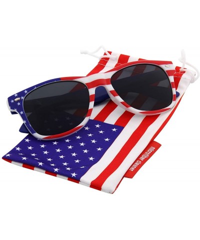 Wayfarer American Flag Sunglasses Classic USA Large Adult Size UV400 - Striped Flag - CA11YY2HO15 $17.87