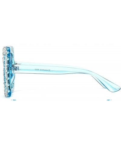 Sport Oversized Sunglasses for Women Square Thick Frame Bling Bling Rhinestone Novelty Shades - CY18EA29EKC $22.55