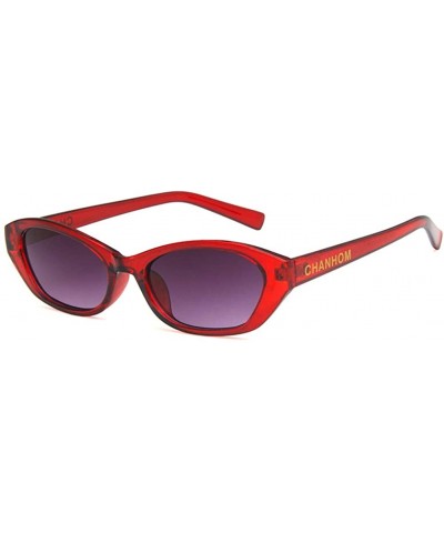 Oval Unisex Sunglasses Retro Bright Black Grey Drive Holiday Oval Non-Polarized UV400 - Wine Red Grey - C818RI0SXTL $18.32