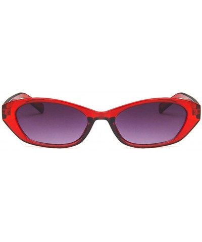 Oval Unisex Sunglasses Retro Bright Black Grey Drive Holiday Oval Non-Polarized UV400 - Wine Red Grey - C818RI0SXTL $10.15