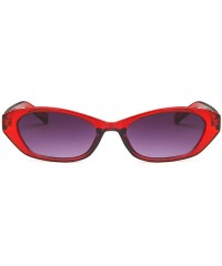 Oval Unisex Sunglasses Retro Bright Black Grey Drive Holiday Oval Non-Polarized UV400 - Wine Red Grey - C818RI0SXTL $10.15