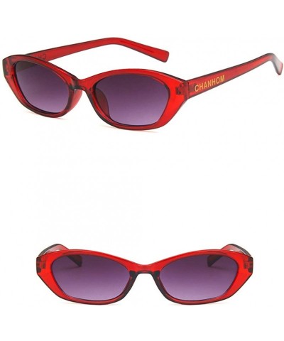 Oval Unisex Sunglasses Retro Bright Black Grey Drive Holiday Oval Non-Polarized UV400 - Wine Red Grey - C818RI0SXTL $10.15