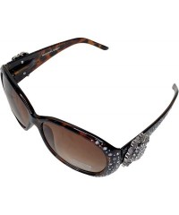 Rectangular Women Sunglasses UV 400 Western Floral Concho Bling Bling Collection Ladies Sunglasses - Leopard-badge Blingbling...