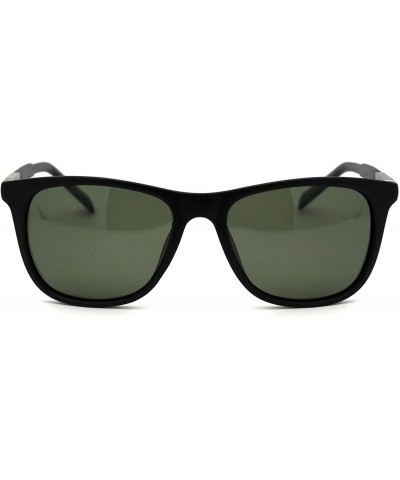 Rectangular Polarized Mens Aluminum Arm Mod Dress Horn Rim Sunglasses - Matte Black Green - CT18Y6O3GIT $10.06