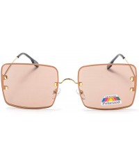 Oversized Oversized Polarized Rectangle Sunglasses for Men Women Retro Rimless Sunglasses Metal Frame UV400 - 4 - C51906GGZNM...