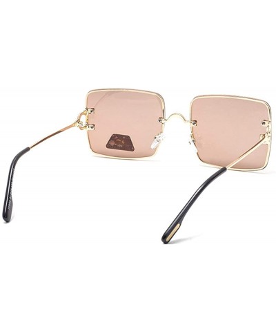 Oversized Oversized Polarized Rectangle Sunglasses for Men Women Retro Rimless Sunglasses Metal Frame UV400 - 4 - C51906GGZNM...