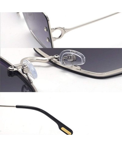 Oversized Oversized Polarized Rectangle Sunglasses for Men Women Retro Rimless Sunglasses Metal Frame UV400 - 4 - C51906GGZNM...