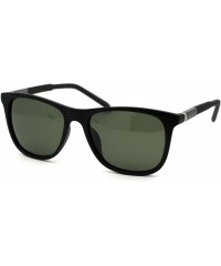 Rectangular Polarized Mens Aluminum Arm Mod Dress Horn Rim Sunglasses - Matte Black Green - CT18Y6O3GIT $10.06