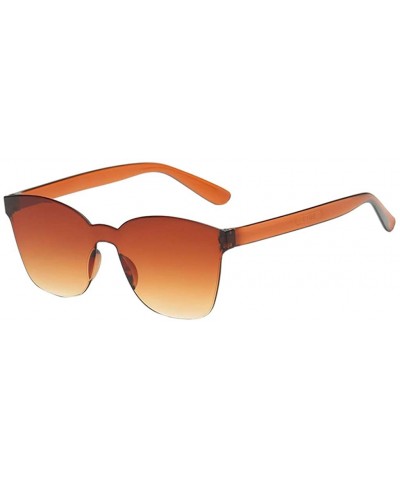 Square Rimless Sunglasses Oversized One Piece Candy Colored Transparent Eyewear Retro Eyeglasses for Women Men - E - C4199GRQ...