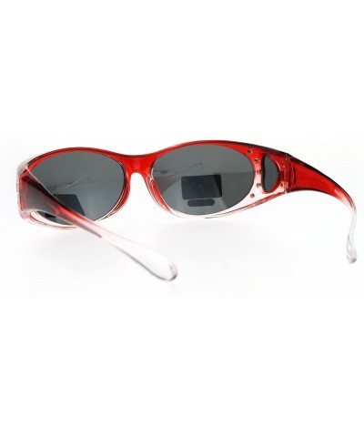 Oval Polarized Fit Over Glass Sunglasses Womens Rhinestone Oval Frame Ombre Colors - Red - CG188KG2HWQ $13.76