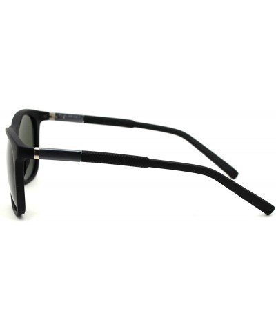 Rectangular Polarized Mens Aluminum Arm Mod Dress Horn Rim Sunglasses - Matte Black Green - CT18Y6O3GIT $22.24