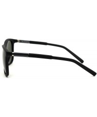 Rectangular Polarized Mens Aluminum Arm Mod Dress Horn Rim Sunglasses - Matte Black Green - CT18Y6O3GIT $10.06