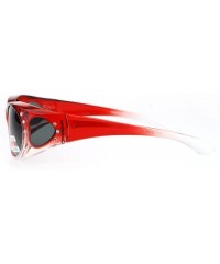 Oval Polarized Fit Over Glass Sunglasses Womens Rhinestone Oval Frame Ombre Colors - Red - CG188KG2HWQ $13.76
